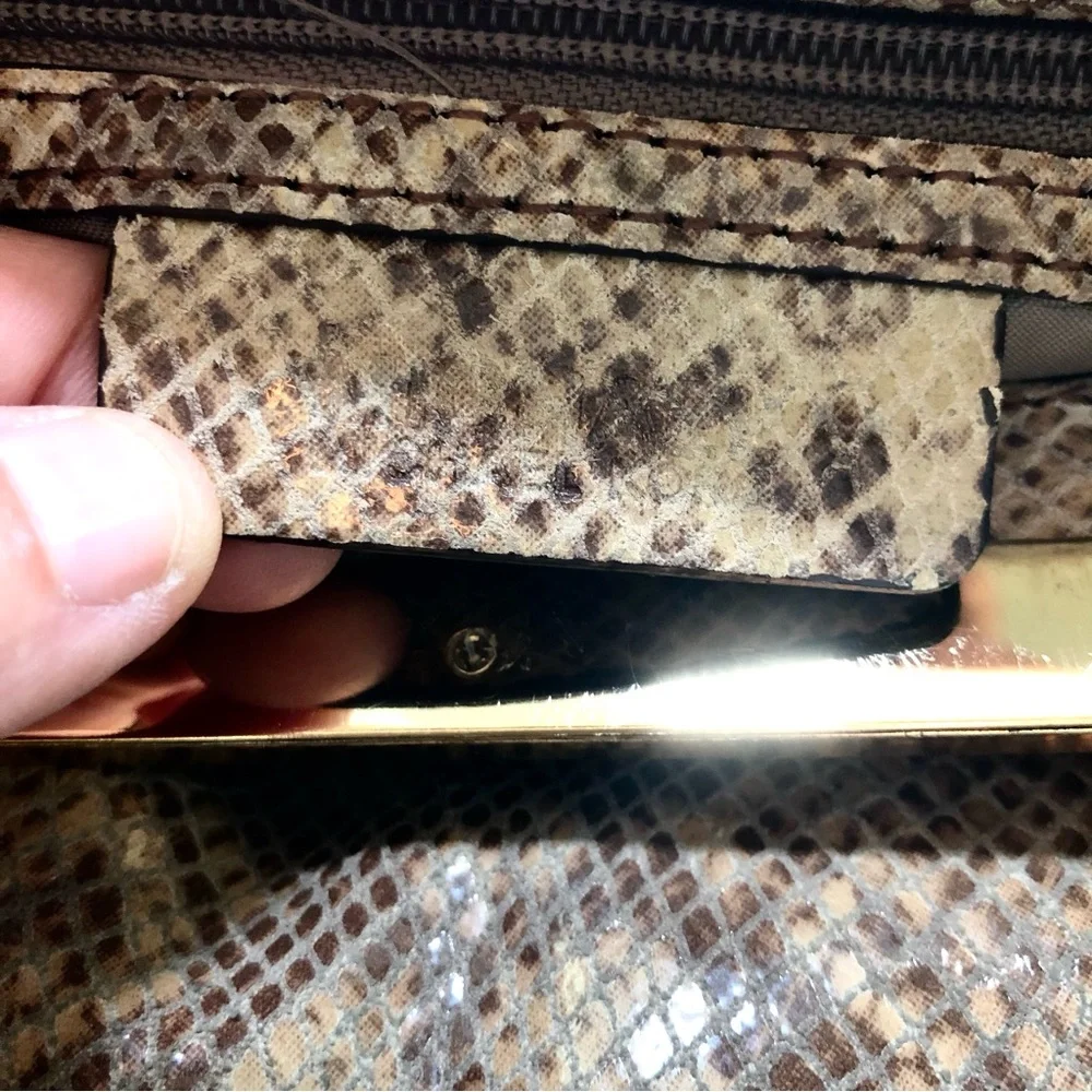 Michael Kors Python Snakeskin Embossed Genuine Leather Berkeley Clutch Bag Purse